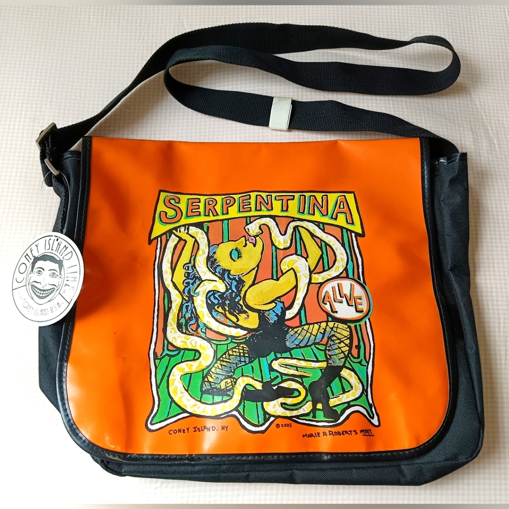RARE Coney Island USA Serpentina Messenger Bag Marie Roberts Circus Sideshow Art